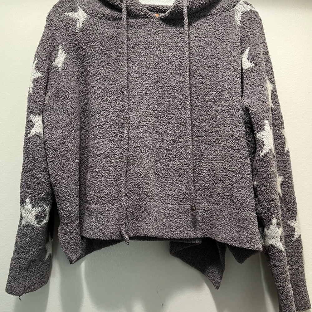 Gray Star Patterned Hoodie